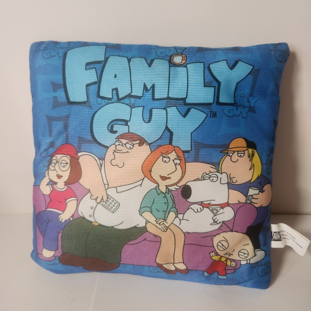 Vintage 2004 Family Guy Griffin Family‎ Throw Pillow Blue 8x8 Small Accent Decor